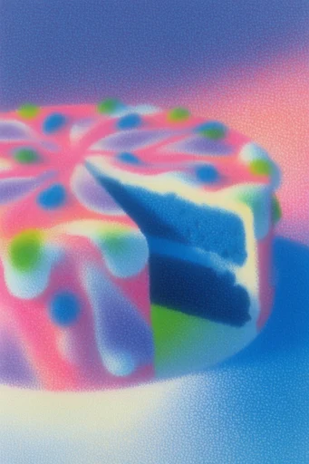 Luminous Stippled Surrealism style reference image — vibrant color bleed