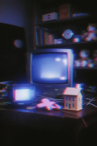 Lofi CRT Surrealism style reference image — CRT monitor texture