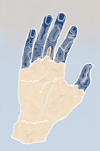 Monochromatic Indigo Cartography style reference image — topographic contour lines