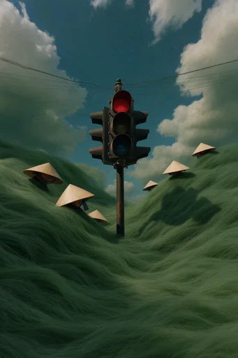 Surreal Verdant Topography style reference image — undulating velvet grass