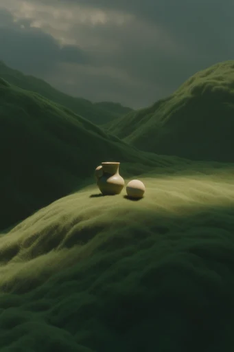 Velvet Surreal Landscapes style reference image — velvety moss terrain