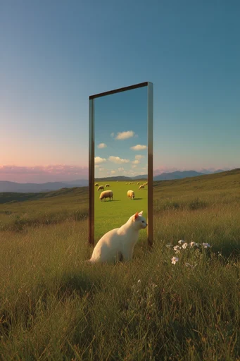 Reflective Surrealist Landscapes style reference image — sharp daylight