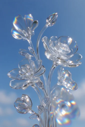Ethereal Liquid Refraction style reference image — minimalist blue sky