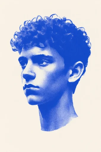 Tactile Risograph Duotone style reference image — textured off-white paper