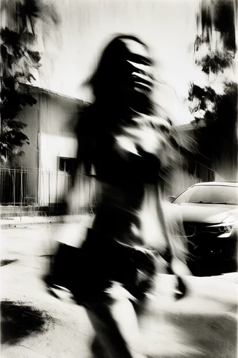 Ethereal Monochromatic Motion style reference image — high-contrast monochrome