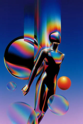 Prismatic Retro-Futurist Airbrush moodboard — generate AI images in this style