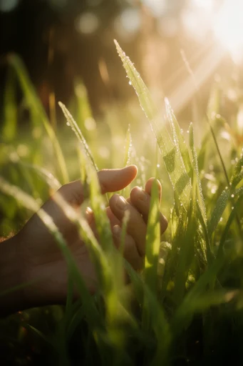Ethereal Golden Dew style reference image — glistening dew drops