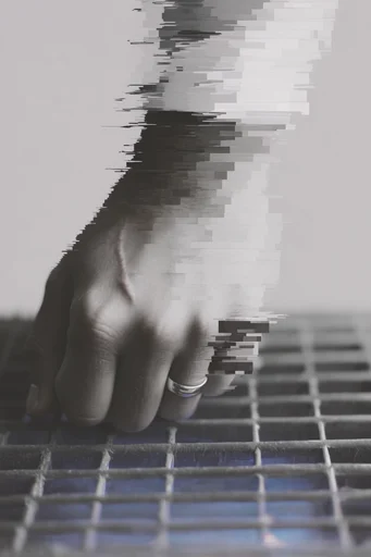 Monochrome Digital Decay style reference image — chromatic aberration