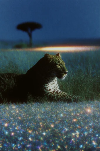 Prismatic Twilight Dreamscape style reference image — glittering texture