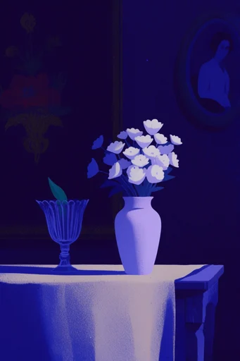 Nocturnal Graphic Minimalism style reference image — high-contrast chiaroscuro