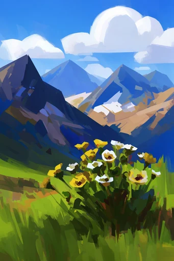 Geometric Digital Impressionism style reference image — high-contrast lighting