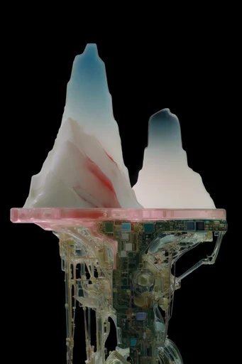 Translucent Cyber-Organic Assemblage style reference image — translucent cybernetic anatomy