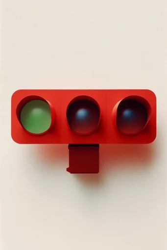 Graphic Surrealist Minimalism style reference image — vibrant crimson and primary red