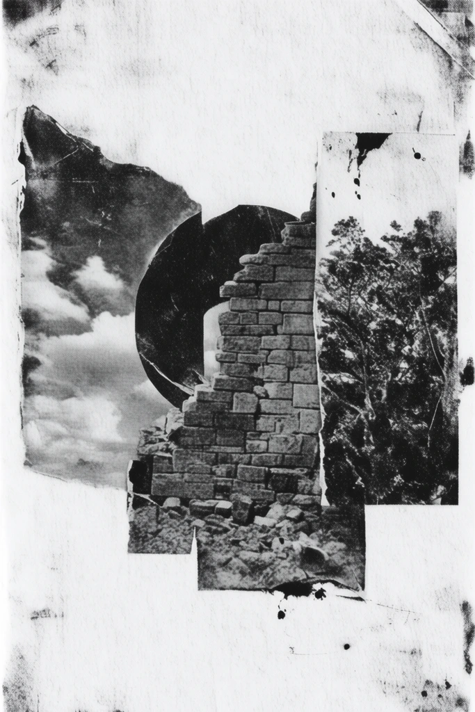 Gritty Noir Photocollage style AI image example 2