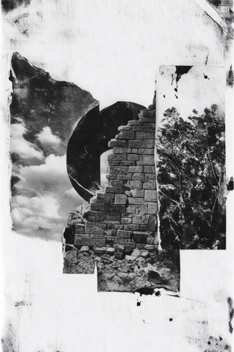 Gritty Noir Photocollage style AI image example 2