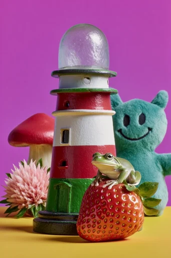 Hyper-Saturated Surreal Pop style reference image — minimalist sculptural composition