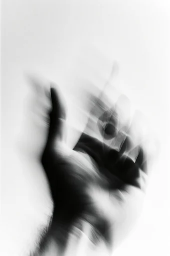 Spectral Kinetic Monochrome style reference image — heavy film grain
