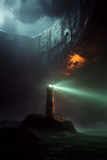 Volcanic Brutalist Abyss style reference image — industrial greeble textures