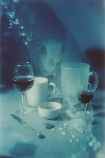 Luminous Cyan Nocturne style reference image — monochromatic cyanotype palette