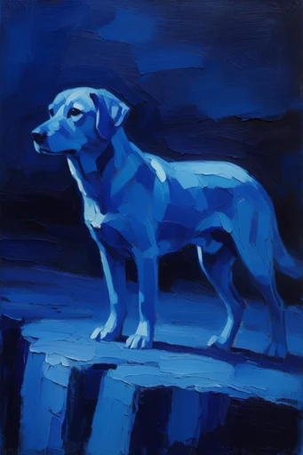 Textured Cobalt Expressionism style reference image — indigo and icy blue tones