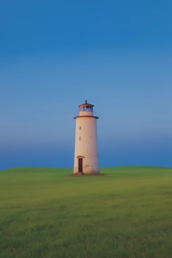 Surreal Liminal Pastoral style reference image — vibrant blue sky