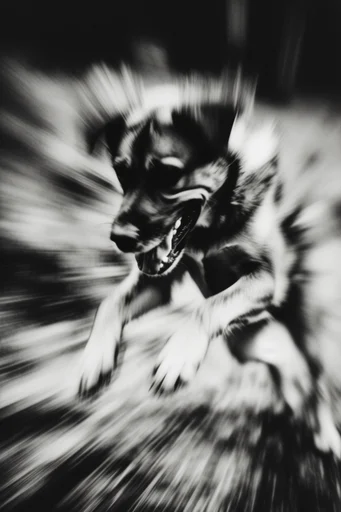 Monochrome Kinetic Vertigo style reference image — high-contrast monochrome