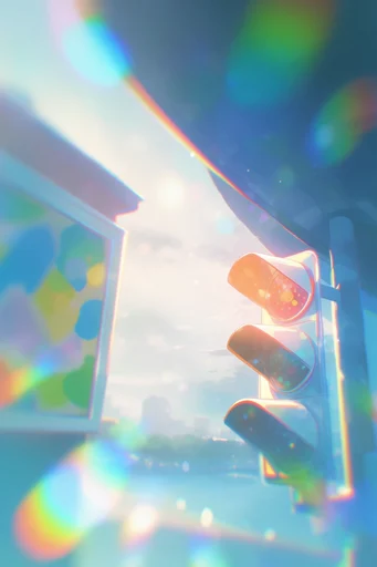 Luminous Prismatic Dreamscape style reference image — rainbow lens flare