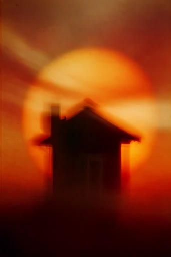 Luminous Amber Silhouette style reference image — analog film grain