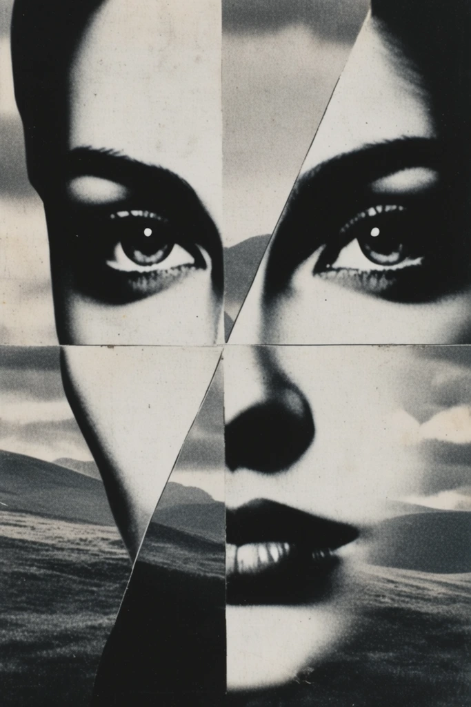 Monochrome Surrealist Noir style AI image example 2