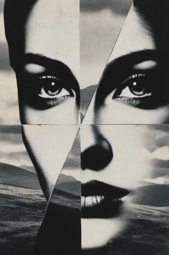 Monochrome Surrealist Noir style AI image example 2