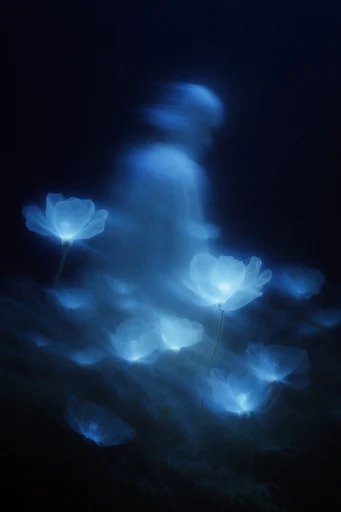 Ethereal Nocturnal Motion style reference image — cyanotype texture