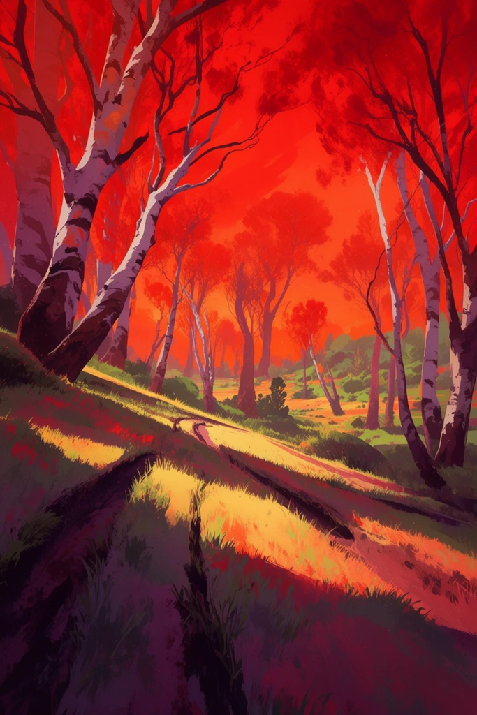 Crimson Twilight Silhouette style AI image example 2