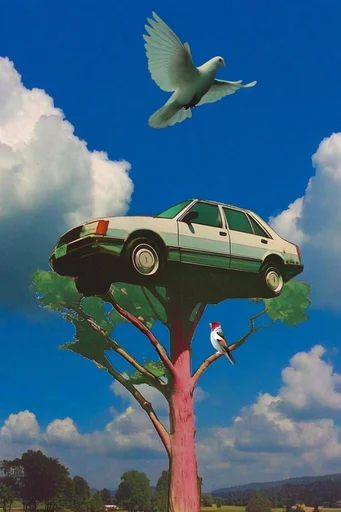 Nostalgic Surrealist Sky style AI image example 2