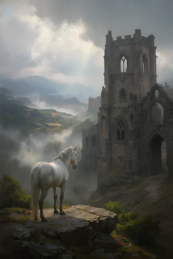 Monolithic Atmospheric Romanticism style AI image example 3