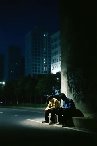 Cinematic Nocturnal Melancholia style reference image — cinematic film grain