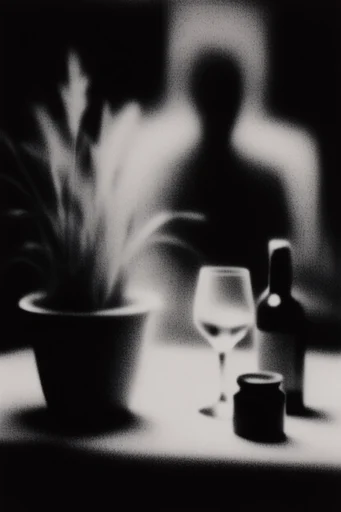 Gritty Monochromatic Noir style reference image — high-contrast monochrome