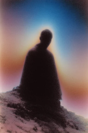 Ethereal Grain Aura style reference image — heavy analog grain