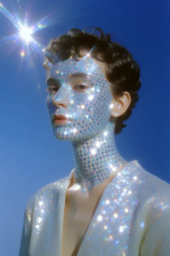 Iridescent Chrome Celestial style reference image — hyper-reflective metallic