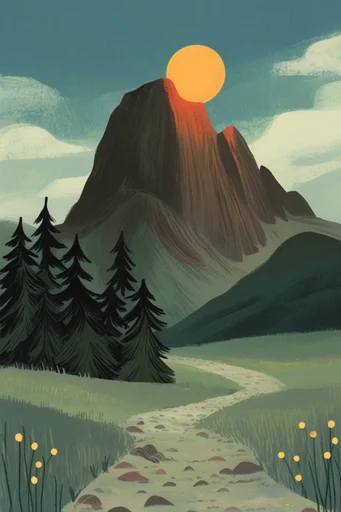 Moody Nocturnal Whimsy style reference image — stylized graphic illustration