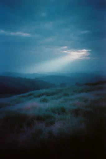 Nocturnal Liminal Noir style reference image — heavy analogue film grain