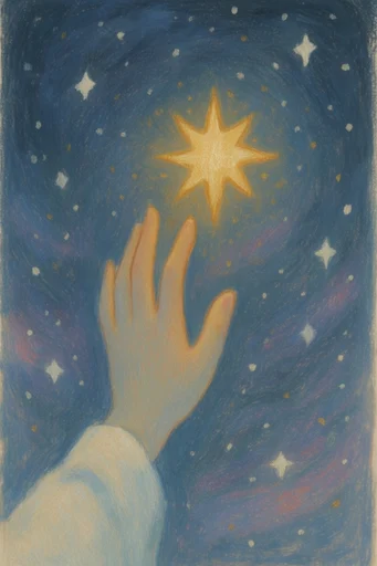 Luminous Nocturnal Folklore style reference image — deep indigo twilight