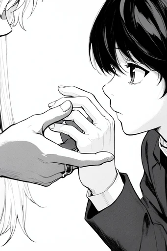 Monochrome Manga Noir style reference image — manga ink linework