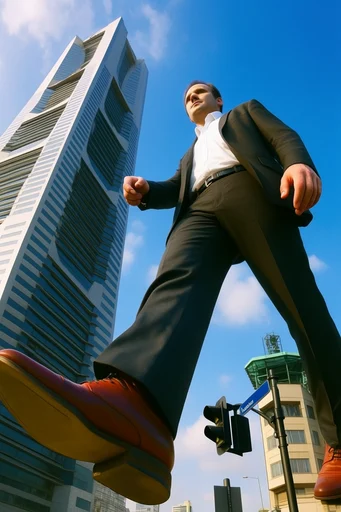 Dynamic Skyward Perspective style reference image — extreme low-angle shot
