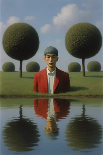 Surreal Liminal Pastoralism style reference image — saturated color palette