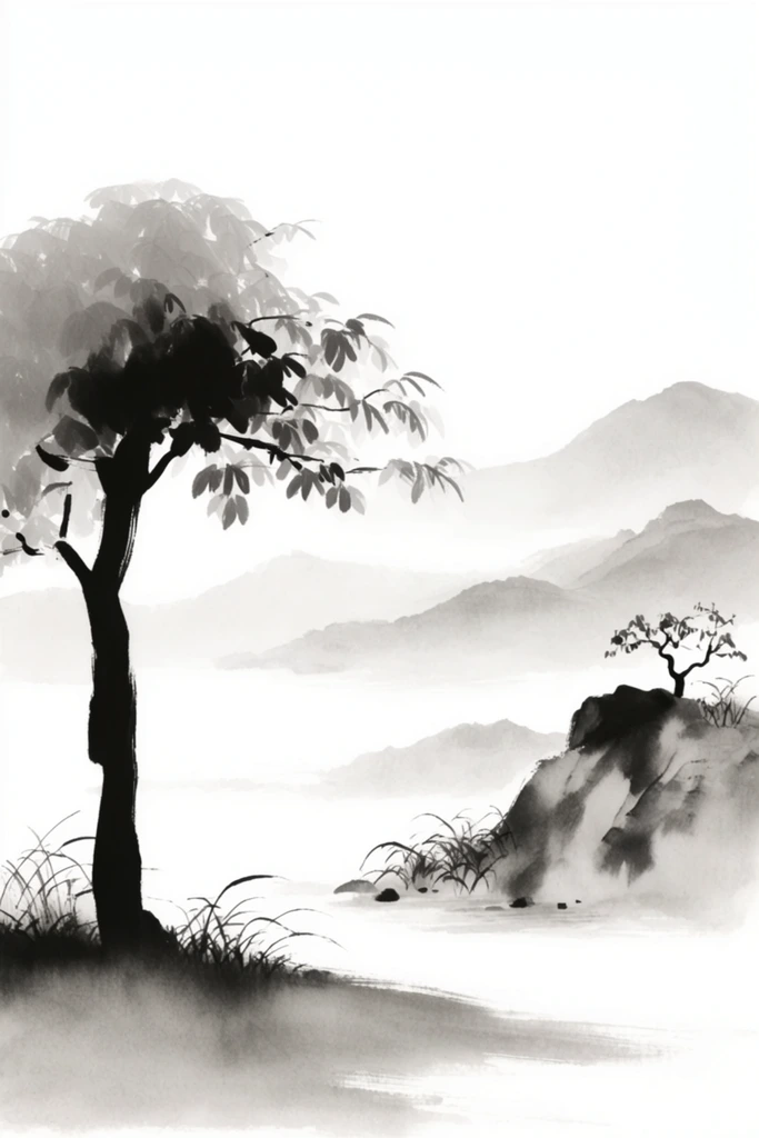 Minimalist Sumi-e Essence style AI image example 2
