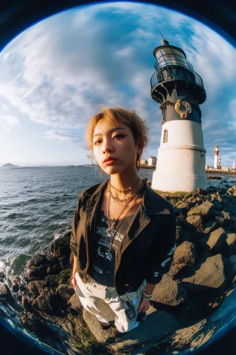Distorted Analog Fisheye style reference image — dynamic low-angle perspective