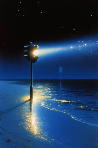 Luminous Cosmic Ether style reference image — deep indigo and pitch black void