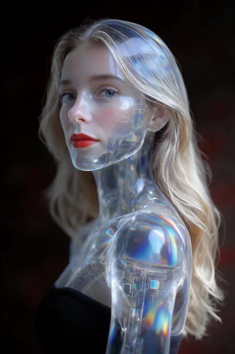 Prismatic Crystalline Refraction style reference image — biomechanical crystalline geometry