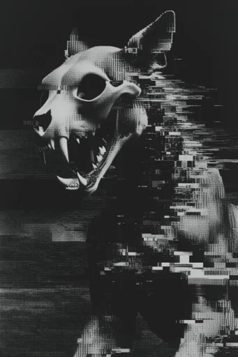 Monochrome Glitch Noir style AI image example 3