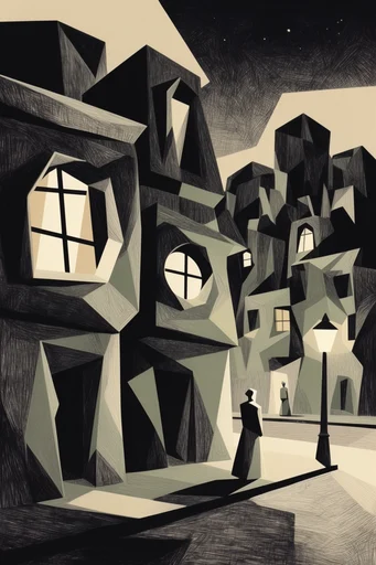 Graphic Gothic Surrealism style reference image — minimalist ink illustration